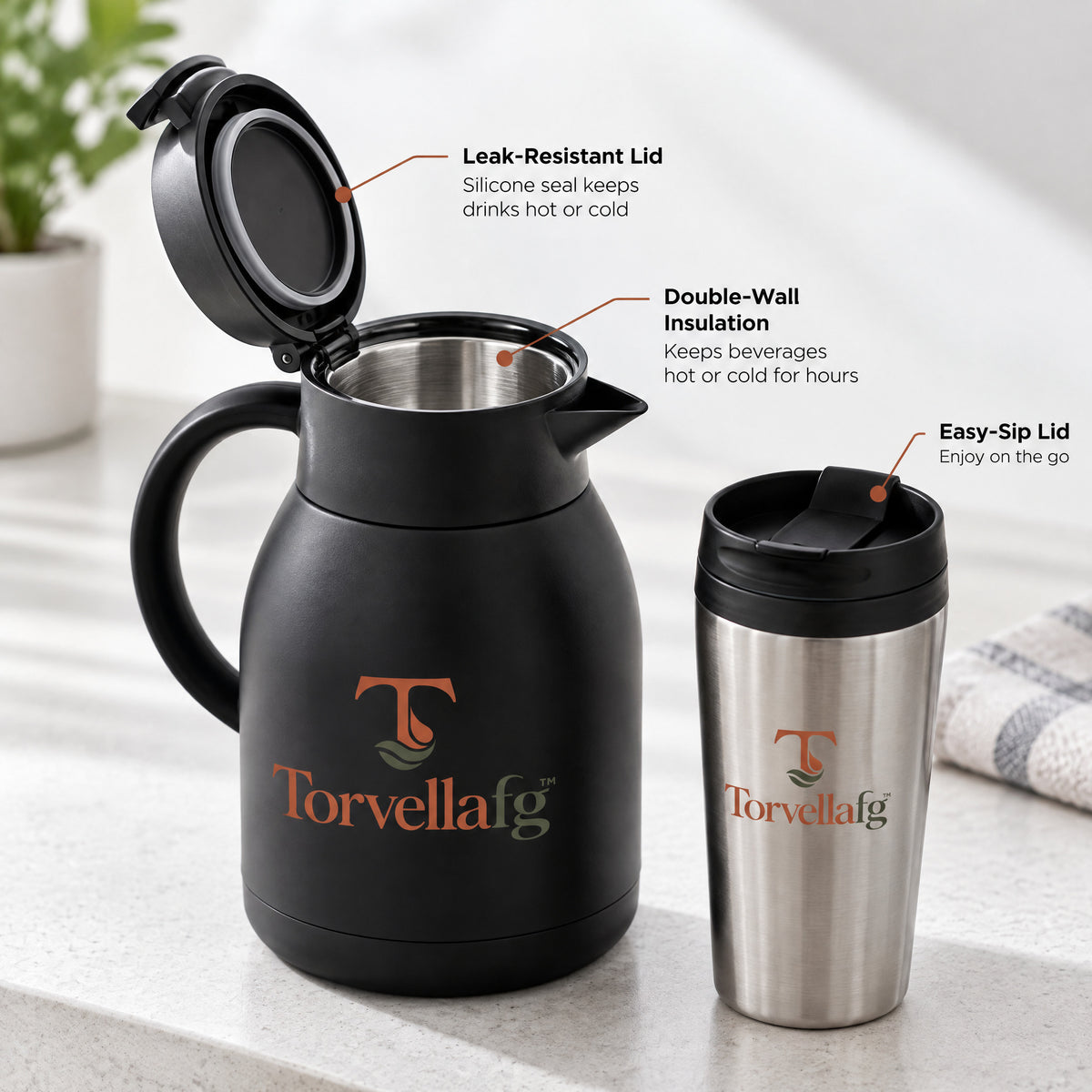 Torvellafg™ Thermal Pitcher & Travel Mug Set gallery image 4
