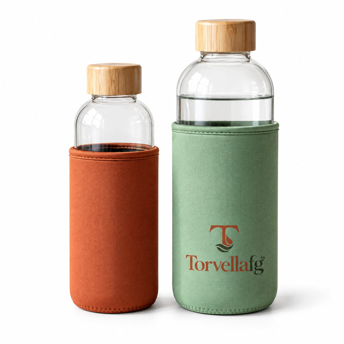 Torvellafg™ Glass Water Bottle Set with Sleeves gallery image 2 (white background)