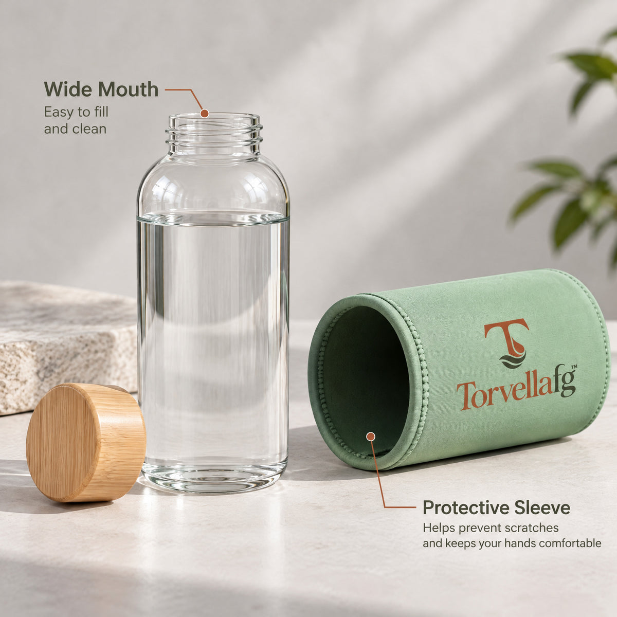 Torvellafg™ Glass Water Bottle Set with Sleeves gallery image 4